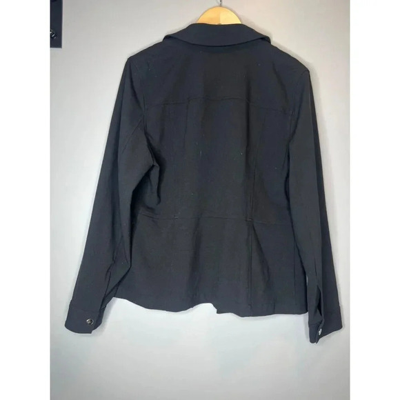 JONES NEW YORK SPORT SIZE LARGE 10 Black Stretch Button Front Jacket Coat SZ L - Picture 4 of 4